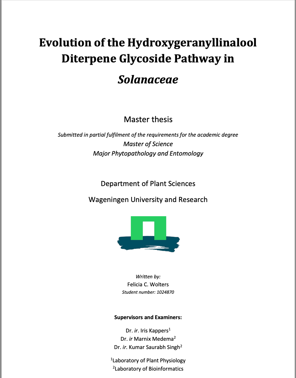 25-04-22) Successful master thesis defense by Felicia Wolters at WUR |  Kumar Saurabh Singh